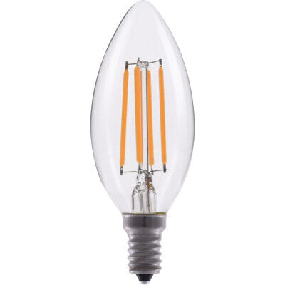 Eiko 09892 LED4WB11E12/FIL/827-DIM-G7 LED Advantage Filament B11 320 Deg, 4W-300lm, Dimmable, 80CRI, 2700K, E12, 120VAC Clear