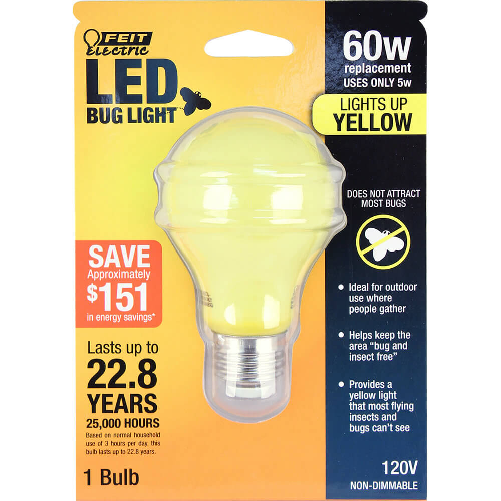 Feit A19/BUG/LED A19 LED YELLOW Bug Light – Payless4Lighting