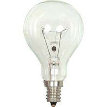 Satco S4160 Satco 40A15C/E12S 40 Watt 120 Volt A15 E12S Candelabra Base Clear Ceiling Fan Incandescent Light Bulb