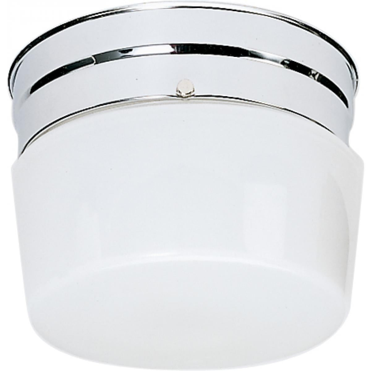 Satco 77-342 1 Light - 6" - Flush Mount - Small White Drum - Polished Chrome Finish