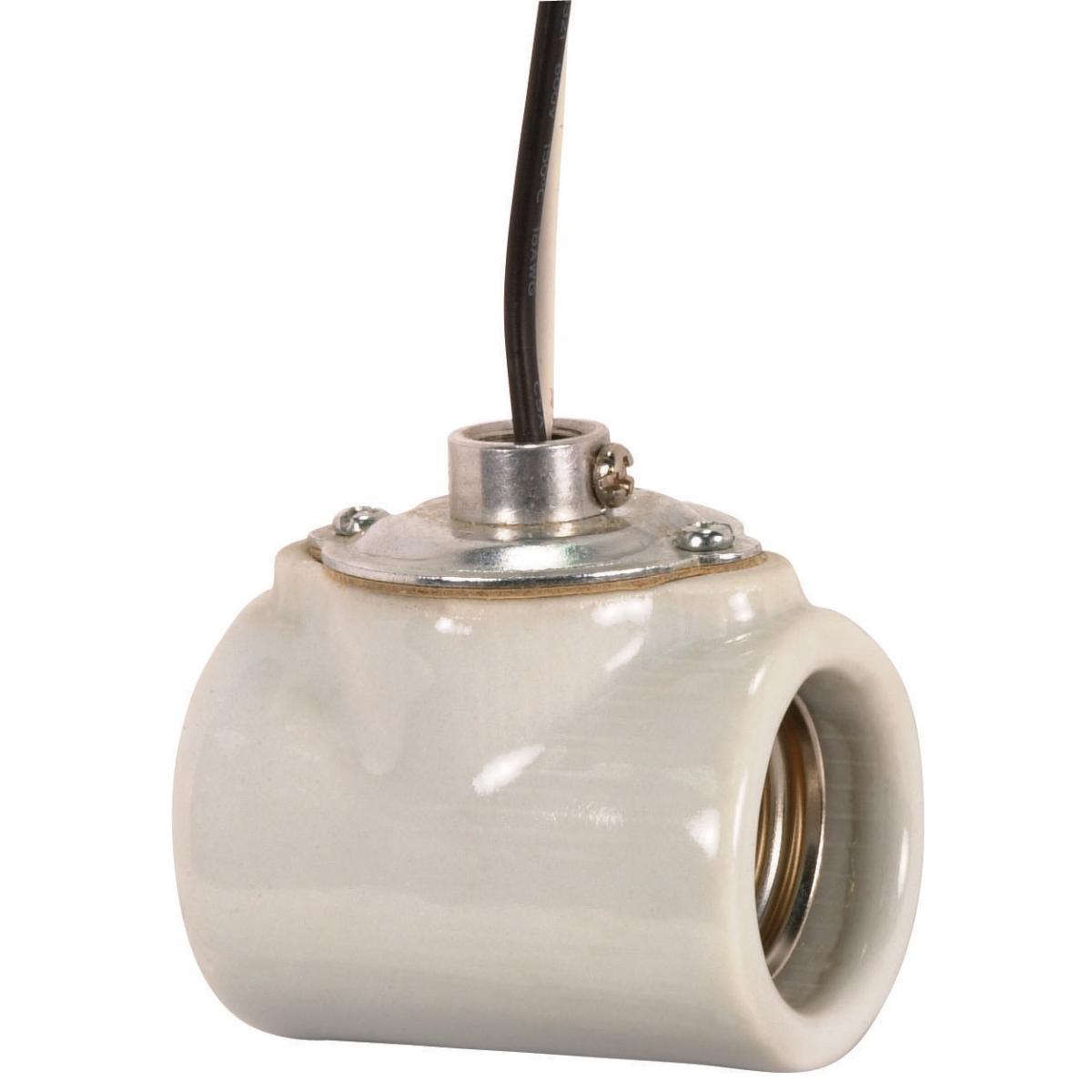 Satco 80-1314 Twin Porcelain Socket With Flange Bushing Cap 1/8 IPS 9" AWM B/W 150C CSSNP Screw Shell Glazed 660W 250V