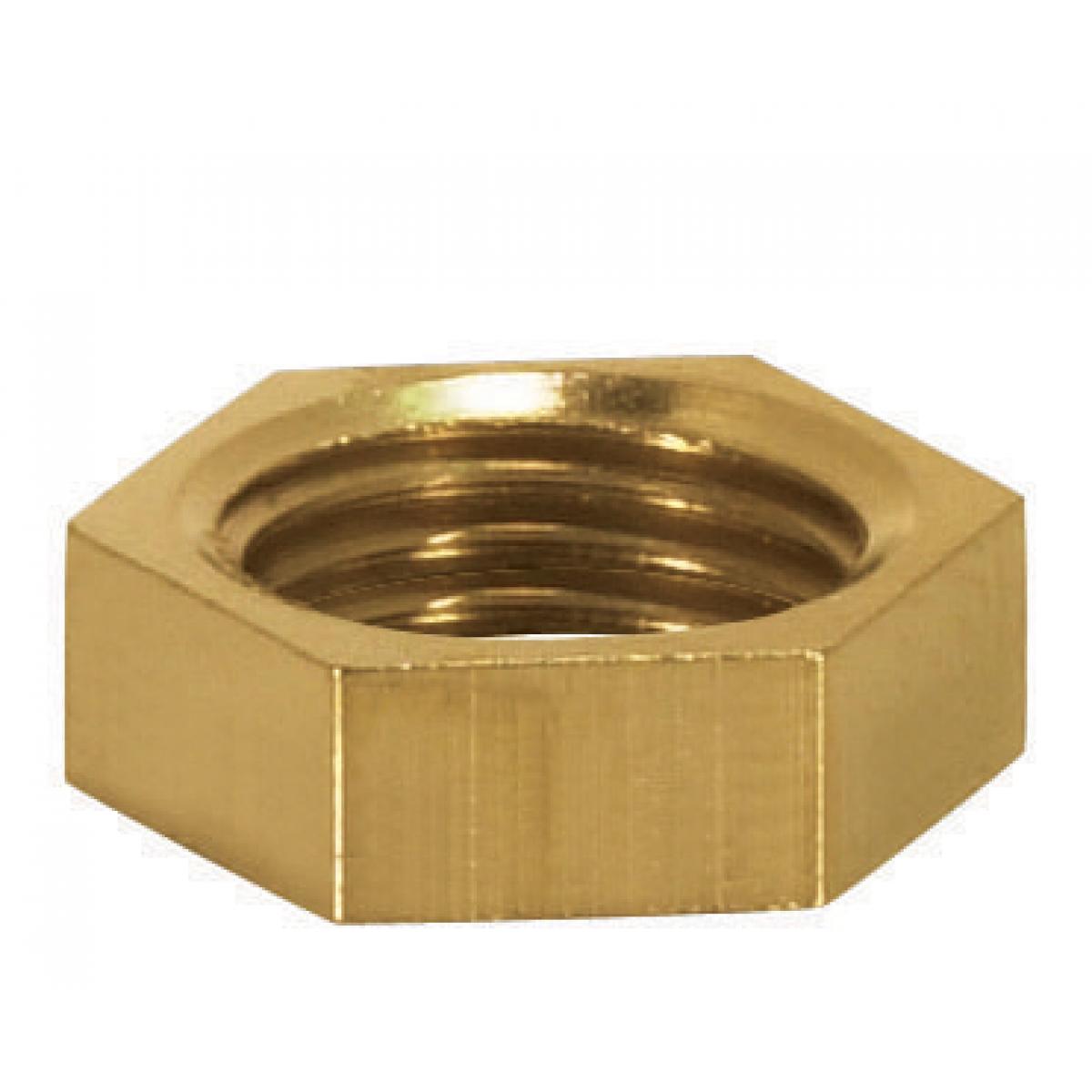 Satco 90-1700 Brass Hexagon Locknut 1/8 IP 1/2" Hexagon 3/16" Thick Unfinished