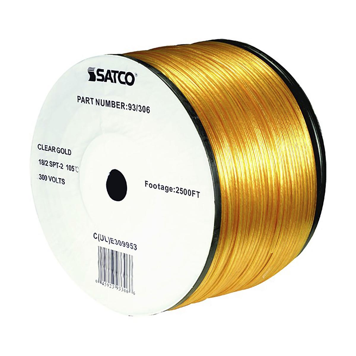 Satco 93-306 Lamp And Lighting Bulk Wire 18/2 SPT-2 105C 2500 Foot/Reel Clear Gold