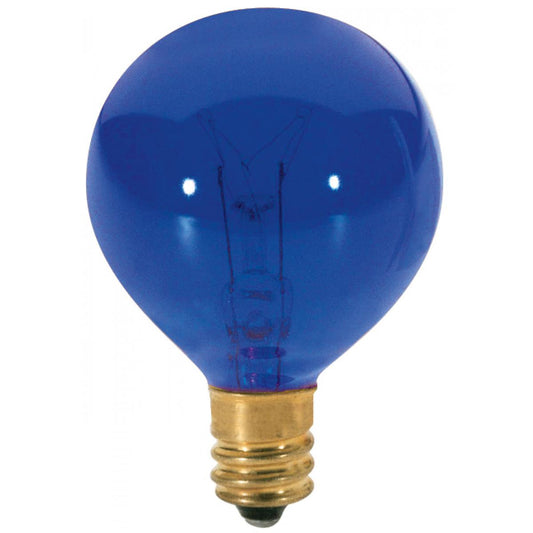 Satco S3848 10 Watt G12 1/2 Incandescent Transparent blue 1500 Average rated hours Candelabra base 130 Volt