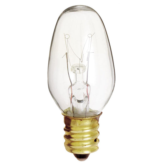 Satco S4724 4C7 4 Watt C7 Incandescent Clear 3000 Average rated hours 16 Lumens Candelabra base 120 Volt 4-Card