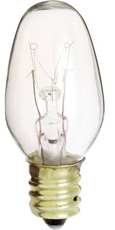 Satco S3902 7W 130V C7 Clear E12 Candelabra Base Incandescent Bulb